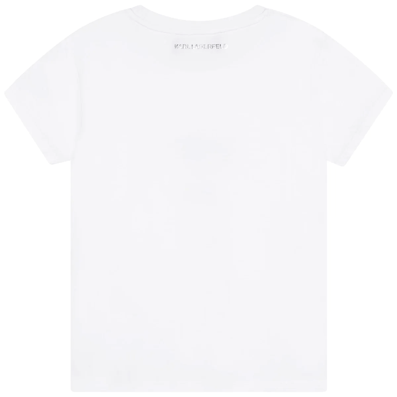 Karl Lagerfeld Girl's Short Sleeve Tee W/ Karl White Z15417-N05