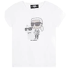 Karl Lagerfeld Girl's Short Sleeve Tee W/ Bedazzled Karl White Z15420-10P