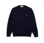 Lacoste Men's Cotton V-Neck Sweater Navy Blue AH1951-51-166